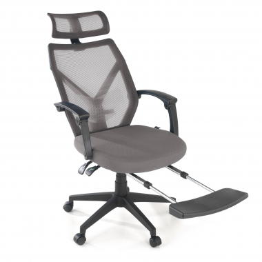 chaise de bureau gris neo maille accoudoirs fixes appui tete repose pieds extensible 9
