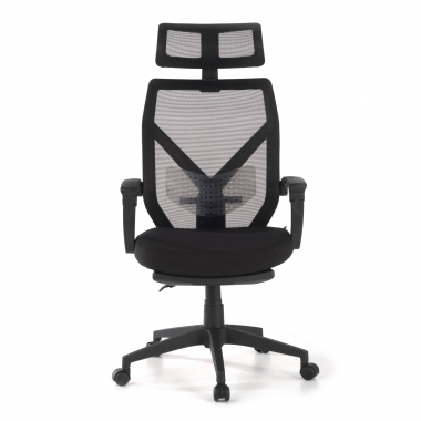 chaise de bureau noir neo maille accoudoirs fixes appui tete repose pieds extensible 3