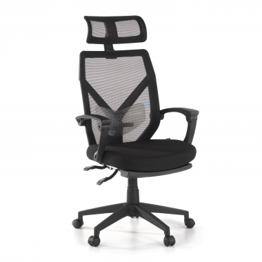 chaise de bureau noir neo maille accoudoirs fixes appui tete repose pieds extensible 1