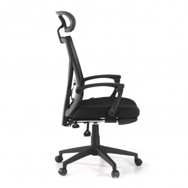 chaise de bureau noir neo maille accoudoirs fixes appui tete repose pieds extensible 4