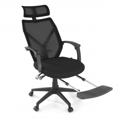 chaise de bureau noir neo maille accoudoirs fixes appui tete repose pieds extensible 9