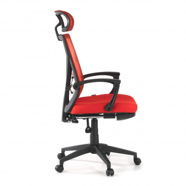 chaise de bureau rouge neo maille accoudoirs fixes appui tete repose pieds extensible 6