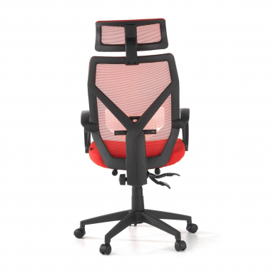 chaise de bureau rouge neo maille accoudoirs fixes appui tete repose pieds extensible 7