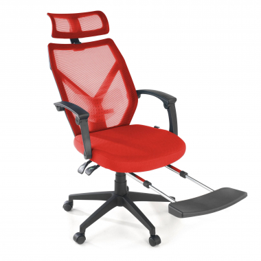 chaise de bureau rouge neo maille accoudoirs fixes appui tete repose pieds extensible 8