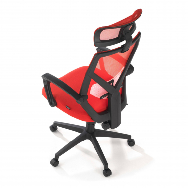 chaise de bureau rouge neo maille accoudoirs fixes appui tete repose pieds extensible 9