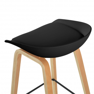 tabouret de bar noir tabouret pieds en bois simil cuir sans accoudoirs 4