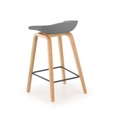 tabouret de bar gris tabouret pieds en bois simil cuir sans accoudoirs 5