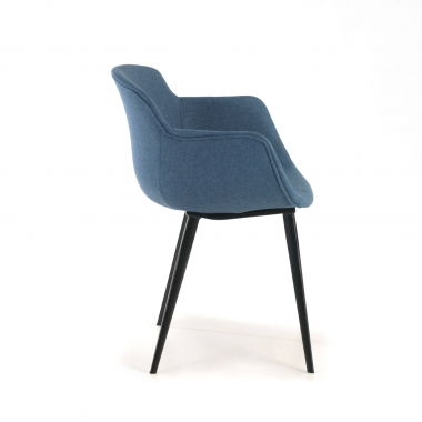 chaise de conference bleu 4 pattes tissu accoudoirs rembourres 4