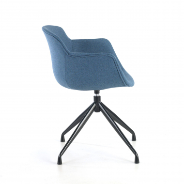chaise de conference noir bleu base pyramide tissu accoudoirs rembourres 6