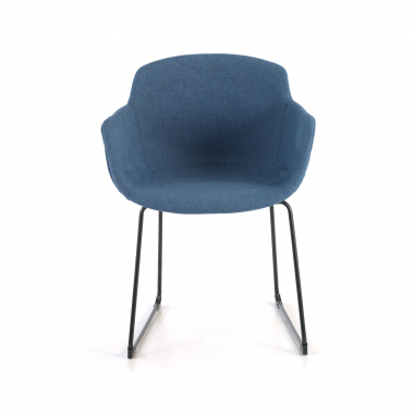 chaise de conference noir bleu structure pietement luge maille accoudoirs fixes 3