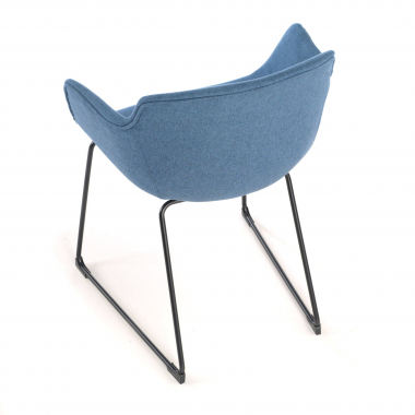 chaise de conference noir bleu structure pietement luge maille accoudoirs fixes 4