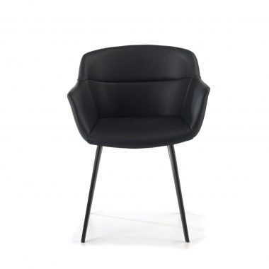 chaise de conference noir 4 pattes simil cuir accoudoirs rembourres 3