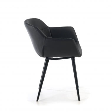 chaise de conference noir 4 pattes simil cuir accoudoirs rembourres 6