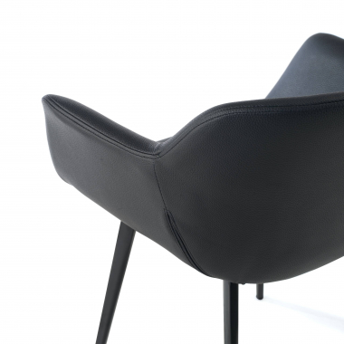 chaise de conference noir 4 pattes simil cuir accoudoirs rembourres 4