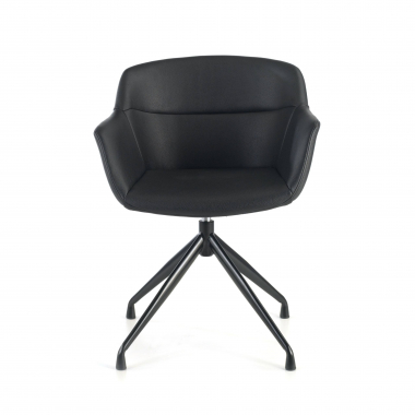chaise de conference noir noir base pyramide simil cuir accoudoirs rembourres 3