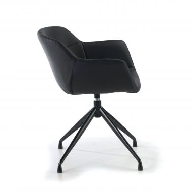 chaise de conference noir noir base pyramide simil cuir accoudoirs rembourres 6