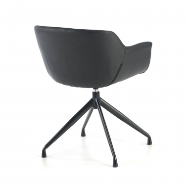 chaise de conference noir noir base pyramide simil cuir accoudoirs rembourres 7