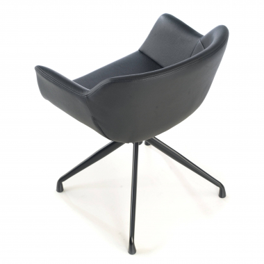 chaise de conference noir noir base pyramide simil cuir accoudoirs rembourres 4