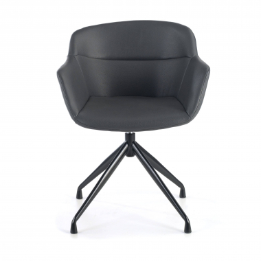 chaise de conference noir gris base pyramide simil cuir accoudoirs rembourres 5