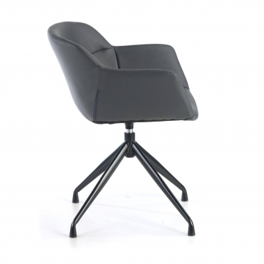 chaise de conference noir gris base pyramide simil cuir accoudoirs rembourres 6