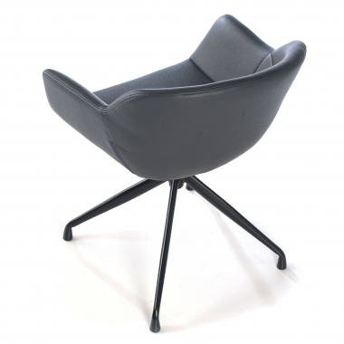 chaise de conference noir gris base pyramide simil cuir accoudoirs rembourres 3