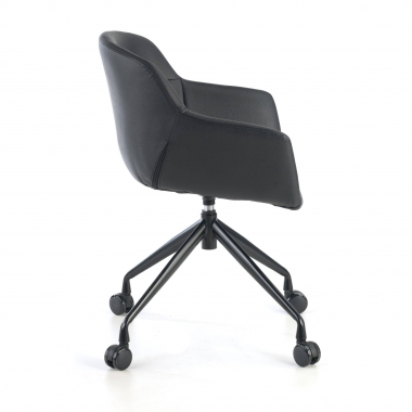 chaise de conference noir avec roulettes simil cuir accoudoirs rembourres 6