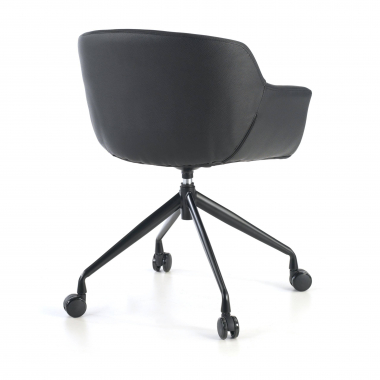 chaise de conference noir avec roulettes simil cuir accoudoirs rembourres 7