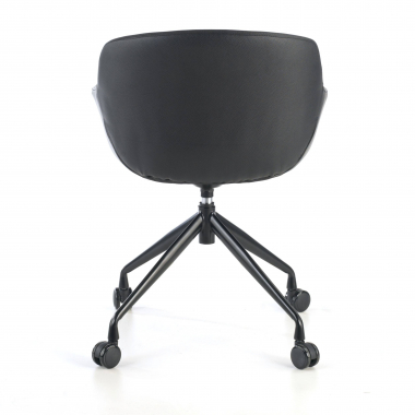chaise de conference noir avec roulettes simil cuir accoudoirs rembourres 8