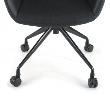 chaise de conference noir avec roulettes simil cuir accoudoirs rembourres 5