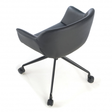 chaise de conference noir avec roulettes simil cuir accoudoirs rembourres 4