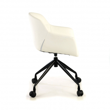 chaise de conference noir blanc avec roulettes simil cuir accoudoirs rembourres 6