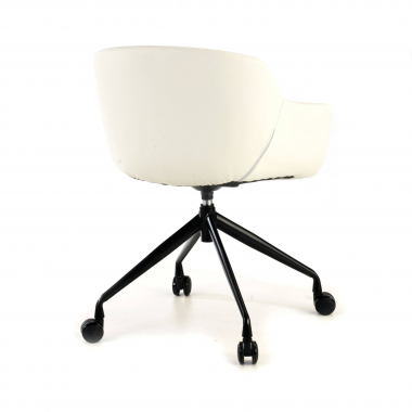 chaise de conference noir blanc avec roulettes simil cuir accoudoirs rembourres 7