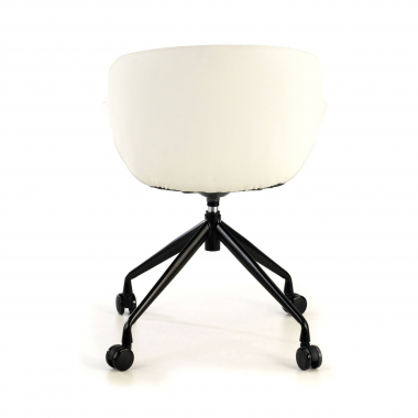 chaise de conference noir blanc avec roulettes simil cuir accoudoirs rembourres 8