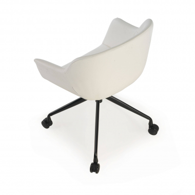 chaise de conference noir blanc avec roulettes simil cuir accoudoirs rembourres 5