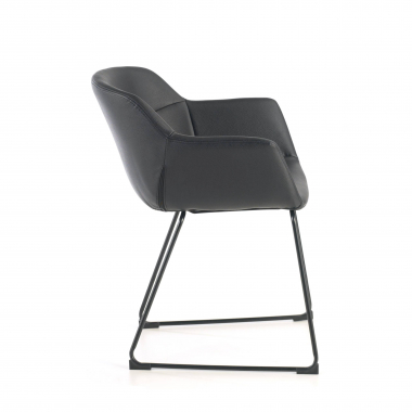 chaise de conference noir pietement luge simil cuir accoudoirs fixes 6