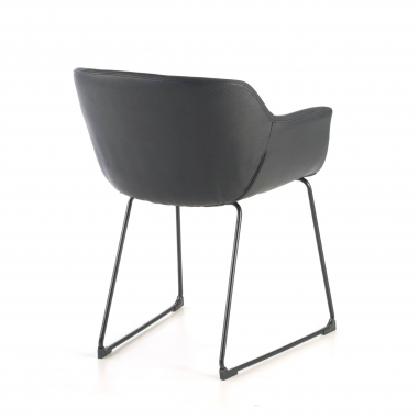 chaise de conference noir pietement luge simil cuir accoudoirs fixes 7