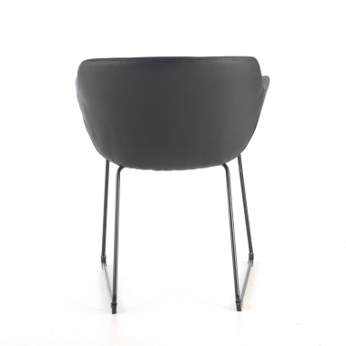 chaise de conference noir pietement luge simil cuir accoudoirs fixes 8