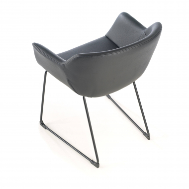chaise de conference noir pietement luge simil cuir accoudoirs fixes 4