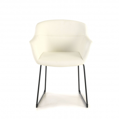 chaise de conference blanc pietement luge simil cuir accoudoirs fixes 3