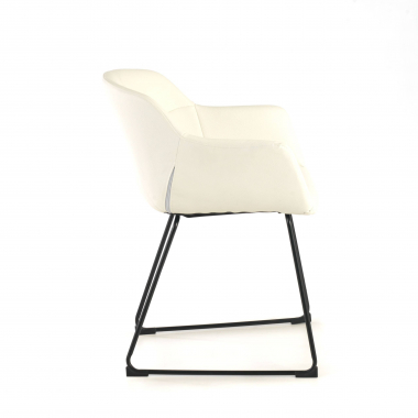 chaise de conference blanc pietement luge simil cuir accoudoirs fixes 6