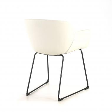 chaise de conference blanc pietement luge simil cuir accoudoirs fixes 7