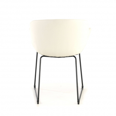 chaise de conference blanc pietement luge simil cuir accoudoirs fixes 8