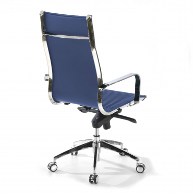 chaise de bureau bleu structure chromee similicuir simil cuir accoudoirs fixes 8
