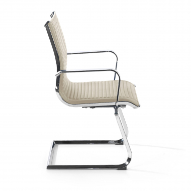 chaise de conference beige structure chromee similicuir simil cuir accoudoirs fixes 4
