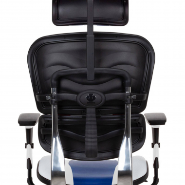 chaise gaming bleu ergoplus cuir authentique accoudoirs reglables 3d soutien lombaire repose pieds extensible 5