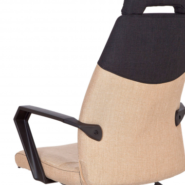 chaise de bureau marron dosseret haut tissu accoudoirs fixes appui tete 5
