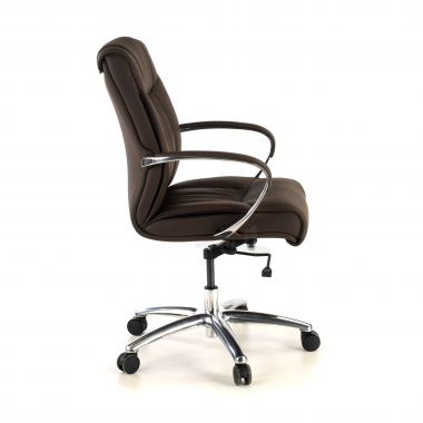 fauteuil de bureau marron respaldo bajo cuir naturel cuir authentique accoudoirs rembourres 3