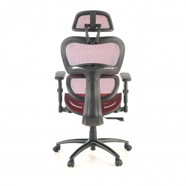 chaise ergonomique rouge structure noire maille accoudoirs reglables 3d double soutien lombaire appui tete 8