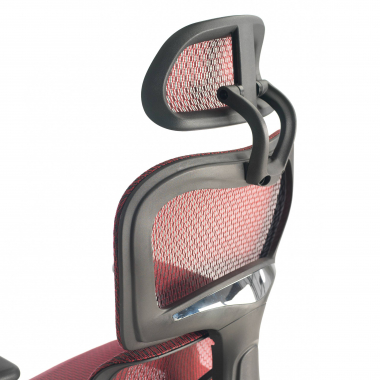 chaise ergonomique rouge structure noire maille accoudoirs reglables 3d double soutien lombaire appui tete 7