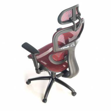 chaise ergonomique rouge structure noire maille accoudoirs reglables 3d double soutien lombaire appui tete 6